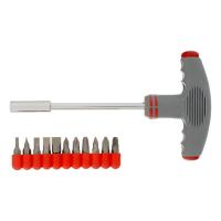 Отвертка с Т-образной эргономичной ручкой и набором бит, 11 шт, CrV Matrix по ценам производителя в Екатеринбурге с доставкой по всей России