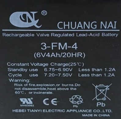 Аккумулятор свинцово-кислотный герм. (WET) 6В/4Ач 98х46х69 для тележки WH-25ES по ценам производителя в Екатеринбурге с доставкой по всей России