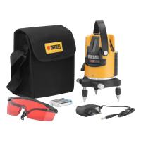 Лазерный уровень LX3, 10 м, ± 0,3 мм/1 м, 635 нм, 4 вертикальных, 1 горизонтальная плоскости, резьба 5/8" Denzel