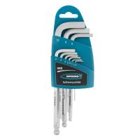 Набор ключей имбусовых HEX, 1.5-10 мм, S2, 9 шт, удлиненные с шаром, сатинированные Gross по ценам производителя в Екатеринбурге с доставкой по всей России