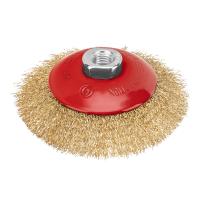 Щетка для УШМ, 115 мм, М14, "тарелка", латунированная витая проволока Matrix по ценам производителя в Екатеринбурге с доставкой по всей России