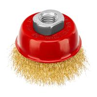 Щетка для УШМ, 65 мм, М14, "чашка", латунированная витая проволока Matrix