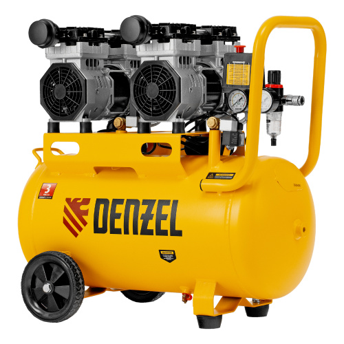 Компрессор безмасляный, малошумный DLS 1500/50, 1500 ВТ, 2x750, 50 л, 260 л/мин Denzel по ценам производителя в Екатеринбурге с доставкой по всей России