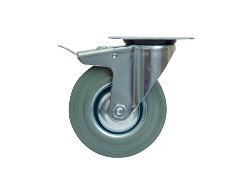 Колесо поворотное серая резина SCB 63 f 160 мм с тормозом по ценам производителя в Екатеринбурге с доставкой по всей России