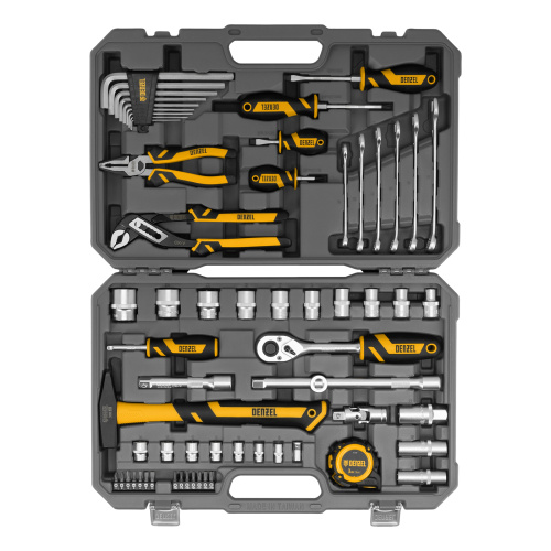 Набор инструментов, 1/2", 1/4", CrV, S2, пластиковый кейс, 64 предмета Denzel по ценам производителя в Екатеринбурге с доставкой по всей России