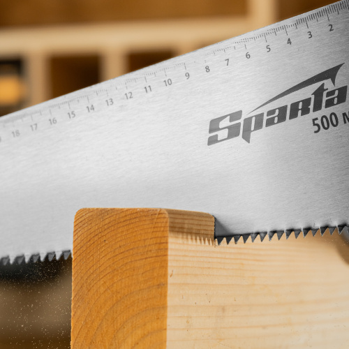 Ножовка по дереву, 500 мм, 7-8 TPI, каленый зуб, линейка, деревянная рукоятка Sparta по ценам производителя в Екатеринбурге с доставкой по всей России