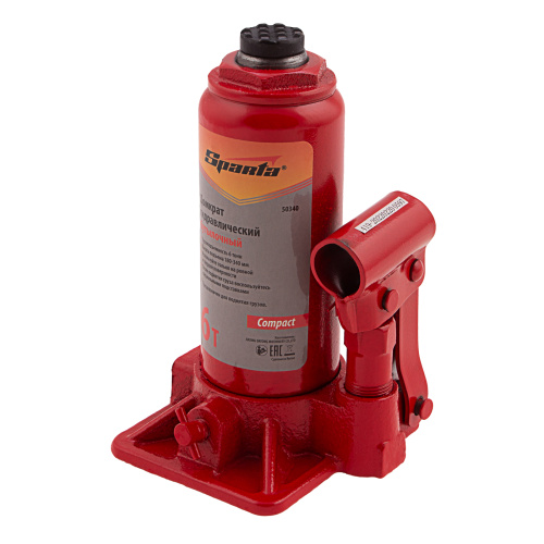 Домкрат гидравлический бутылочный, 6 т, h подъема 180–340 мм Sparta Compact по ценам производителя в Екатеринбурге с доставкой по всей России