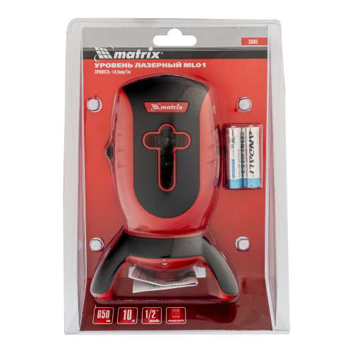 Лазерный уровень ML01T, дальность 10 м, точность ± 0,5 мм, / 1 м, длина волны 650 нм, проекция 1 вертикальная 1 горизонтальная плоскость, резьба под штатив 5/8" Matrix по ценам производителя в Екатеринбурге с доставкой по всей России
