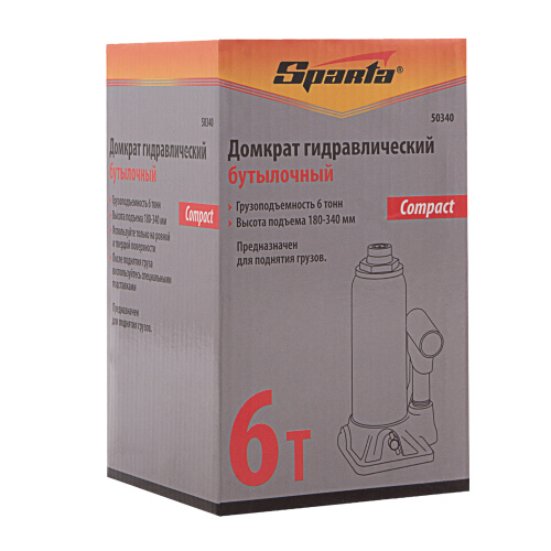Домкрат гидравлический бутылочный, 6 т, h подъема 180–340 мм Sparta Compact по ценам производителя в Екатеринбурге с доставкой по всей России