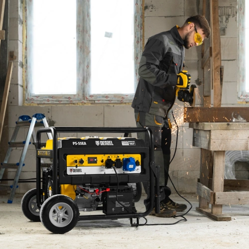 Генератор бензиновый PS 55 EA, 5.5 кВт, 230 В, 25 л, коннектор автоматики, электростартер Denzel по ценам производителя в Екатеринбурге с доставкой по всей России