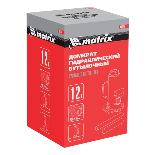 Домкрат гидравлический бутылочный, 12 т, высота подъема 230-465 мм Matrix по ценам производителя в Екатеринбурге с доставкой по всей России