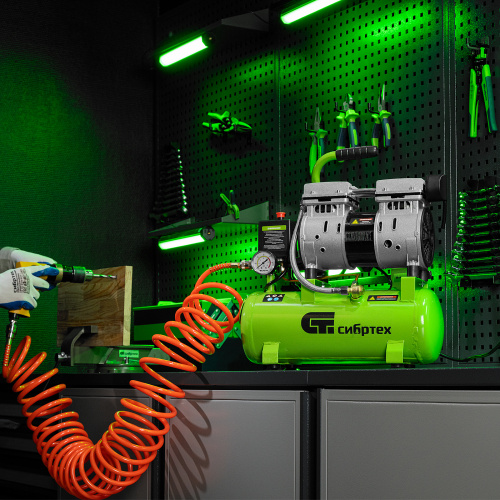 Компрессор безмаслянный малошумный МБ 750/10,750 Вт, 10 л, 150 л/мин Сибртех по ценам производителя в Екатеринбурге с доставкой по всей России