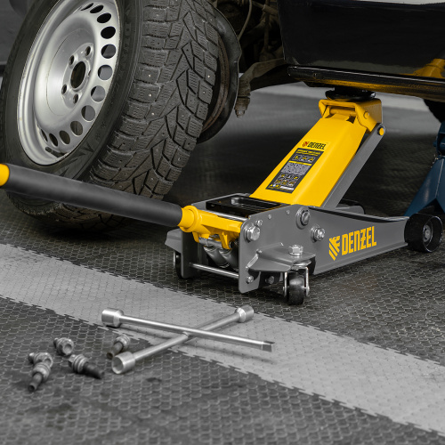 Домкрат гидравлический подкатной, 3 т, 125-470 мм, быстрый подъем, проф. Denzel по ценам производителя в Екатеринбурге с доставкой по всей России