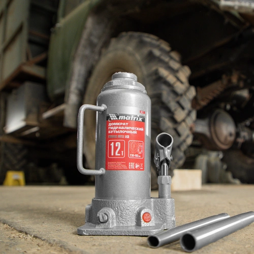 Домкрат гидравлический бутылочный, 12 т, высота подъема 230-465 мм Matrix по ценам производителя в Екатеринбурге с доставкой по всей России