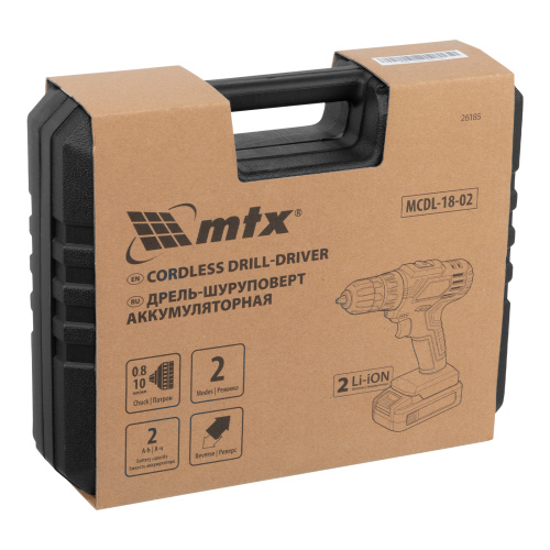 Дрель-шуруповерт аккумуляторная MCDL-18-02, Li-Ion, 18 В, 2 акк. MTX по ценам производителя в Екатеринбурге с доставкой по всей России