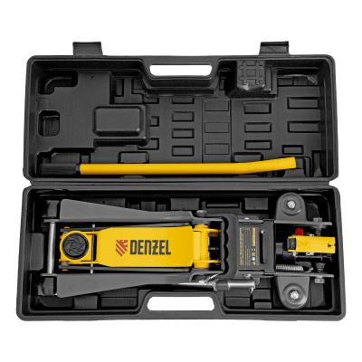 Домкрат гидравлический подкатной с фиксатором, 2,5 т,  85-385 мм, в пласт. кейсе Denzel по ценам производителя в Екатеринбурге с доставкой по всей России