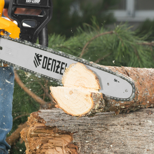 Пила цепная электрическая EDS-2200P, 2.2 кВт,поперечная, шина 45 см, шаг 3/8, паз 1.3 мм, 63 звена Denzel по ценам производителя в Екатеринбурге с доставкой по всей России