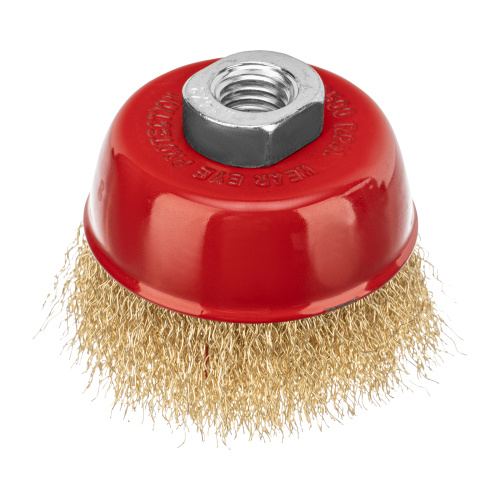 Щетка для УШМ, 75 мм, М14, "чашка", латунированная витая проволока Matrix по ценам производителя в Екатеринбурге с доставкой по всей России