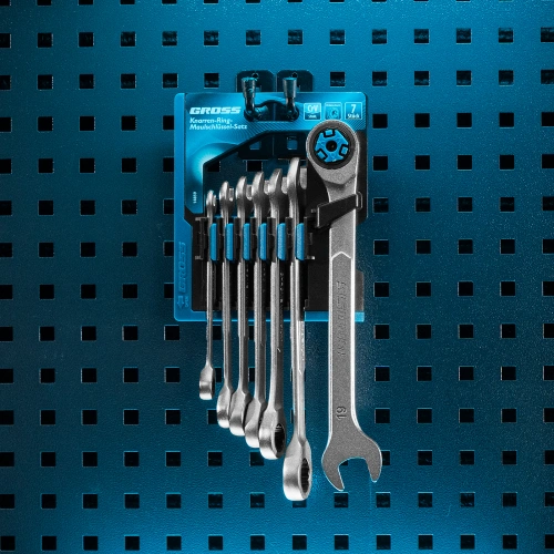 Набор ключей комбинированных трещоточных, количество зубьев 100, СRV, 7 шт, 8-19 мм Gross по ценам производителя в Екатеринбурге с доставкой по всей России