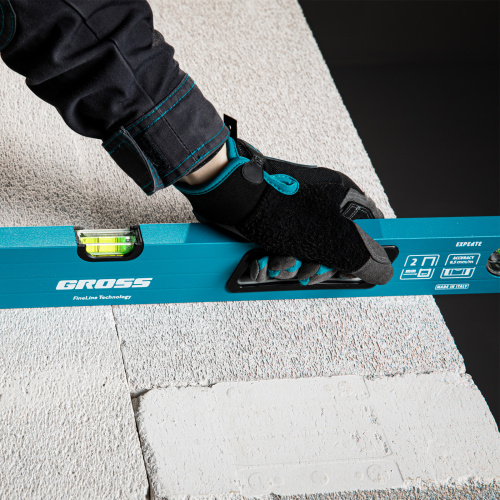 Уровень алюминиевый, 1500 мм, усиленный с ударопрочными заглушками, рукоятки, 3 глазка Gross по ценам производителя в Екатеринбурге с доставкой по всей России