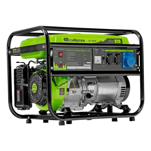 Генератор бензиновый БС-8000, 6,6 кВт, 230В, четырехтактный, 25 л, ручной стартер Сибртех по ценам производителя в Екатеринбурге с доставкой по всей России