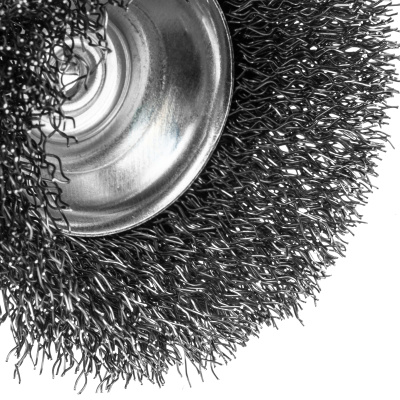 Щетка для дрели, 65 мм, Чашка, со шпилькой , нержавеющая витая проволока Denzel по ценам производителя в Екатеринбурге с доставкой по всей России