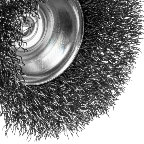 Щетка для дрели, 65 мм, Чашка, со шпилькой , нержавеющая витая проволока Denzel по ценам производителя в Екатеринбурге с доставкой по всей России