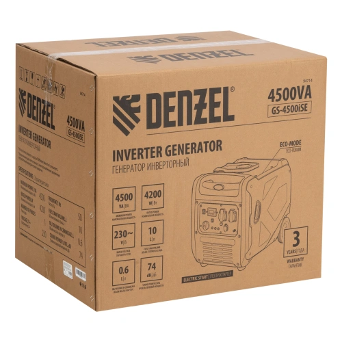 Генератор инверторный GS-4500iSE, 4,5 кВт, 230 В, закрытый корпус, электростартер Denzel по ценам производителя в Екатеринбурге с доставкой по всей России