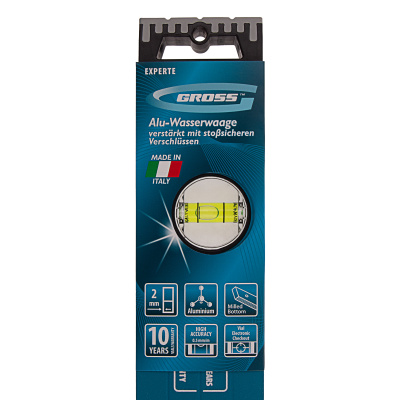 Уровень алюминиевый, 800 мм, усиленный с ударопрочными заглушками, рукоятки, 3 глазка Gross по ценам производителя в Екатеринбурге с доставкой по всей России