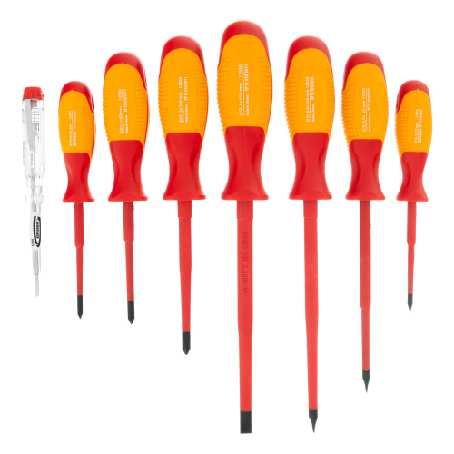 Набор отверток диэлектрических до 1000 В, 8 шт, тестер, CrMo, двухкомпонентные рукоятки Gross по ценам производителя в Екатеринбурге с доставкой по всей России