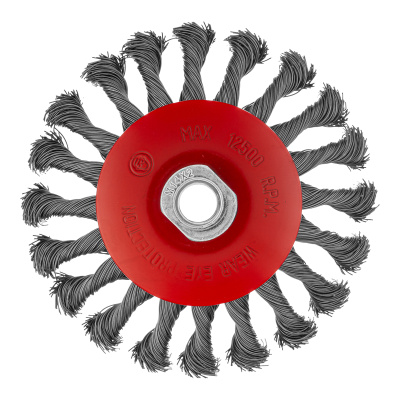 Щетка для УШМ, 125 мм, М14, "тарелка", крученая проволока 0.5 мм Matrix по ценам производителя в Екатеринбурге с доставкой по всей России