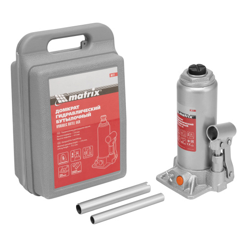 Домкрат гидравлический бутылочный, 6 т, h подъема 216-413 мм, в пластиковом кейсе Matrix по ценам производителя в Екатеринбурге с доставкой по всей России