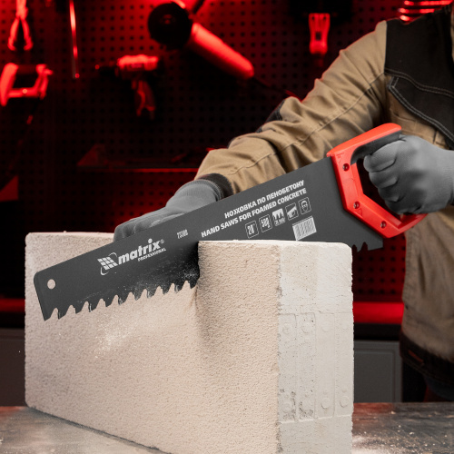 Ножовка по пенобетону, 500 мм, защитное покрытие, твердосплавные напайки на зубья, двухкомпонентная рукоятка Matrix по ценам производителя в Екатеринбурге с доставкой по всей России