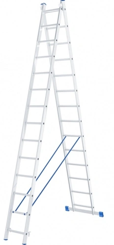 Лестница 2-х секционная алюминиевая 2*14 по ценам производителя в Екатеринбурге с доставкой по всей России