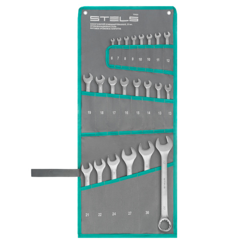 Набор ключей комбинированных 6-32 мм, 22 шт, CrV, матовый хром Stels по ценам производителя в Екатеринбурге с доставкой по всей России