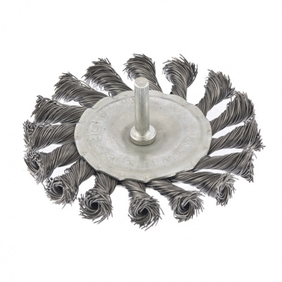 Щетка для дрели, 100 мм, плоская со шпилькой, крученая металлическая проволока Сибртех по ценам производителя в Екатеринбурге с доставкой по всей России