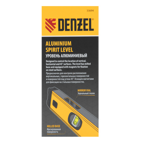Уровень алюминиевый, магнит, фрезерованный, 3 глазка (1 зеркал.) 0,5 мм/м, 1200 мм Denzel по ценам производителя в Екатеринбурге с доставкой по всей России