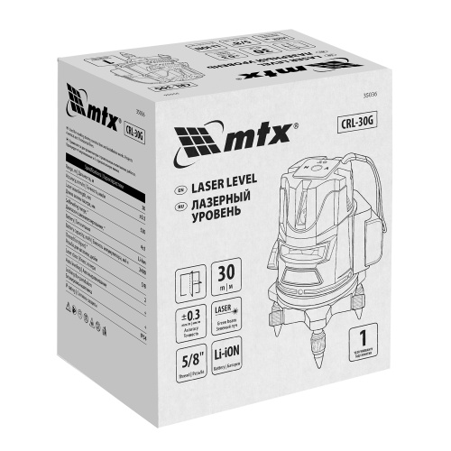 Лазерный уровень CRL-30G, 30 м, зеленый луч, акк. Li 2400 mah, резьба 5/8" MTX по ценам производителя в Екатеринбурге с доставкой по всей России