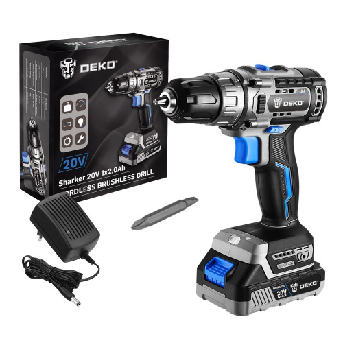 Дрель-шуруповерт аккумуляторная бесщеточная DEKO Sharker 20V, 20В, 1*3.0Ач по ценам производителя в Екатеринбурге с доставкой по всей России