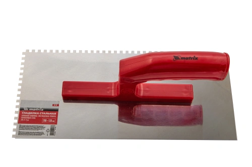 Гладилка из нержавеющей стали, 280 х 130 мм, зеркальная полировка, пластмассовая ручка, зуб 4 х 4 мм Matrix по ценам производителя в Екатеринбурге с доставкой по всей России