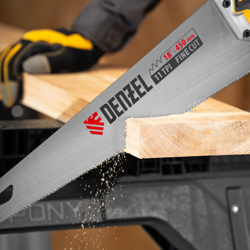 Ножовка по дереву, 450 мм, 11 TPI, зуб 3D, металлопластиковая рукоятка Denzel по ценам производителя в Екатеринбурге с доставкой по всей России
