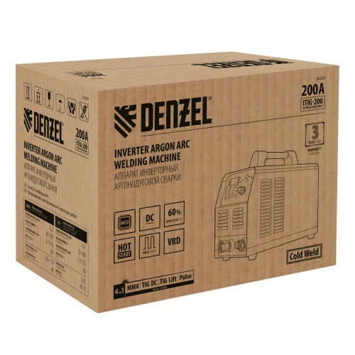 Аппарат инвертор. аргонодуговой сварки ITIG-200 DС Pulse Cold Weld, 200 А, ПВ 60% Denzel по ценам производителя в Екатеринбурге с доставкой по всей России