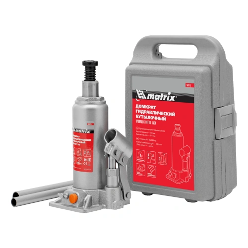 Домкрат гидравлический бутылочный, 4 т, h подъема 194-372 мм, в пластиковом кейсе Matrix по ценам производителя в Екатеринбурге с доставкой по всей России