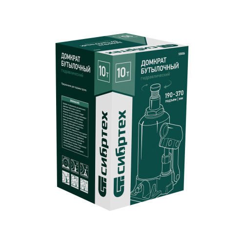 Домкрат гидравлический бутылочный, 10 т, 190-370 мм Сибртех по ценам производителя в Екатеринбурге с доставкой по всей России