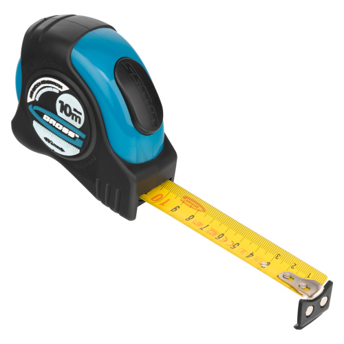 Рулетка "Schlagfest",10 м x 25 мм,магнитный обрезиненный зацеп,двусторонняя шкала,автоматическая фиксация Gross по ценам производителя в Екатеринбурге с доставкой по всей России