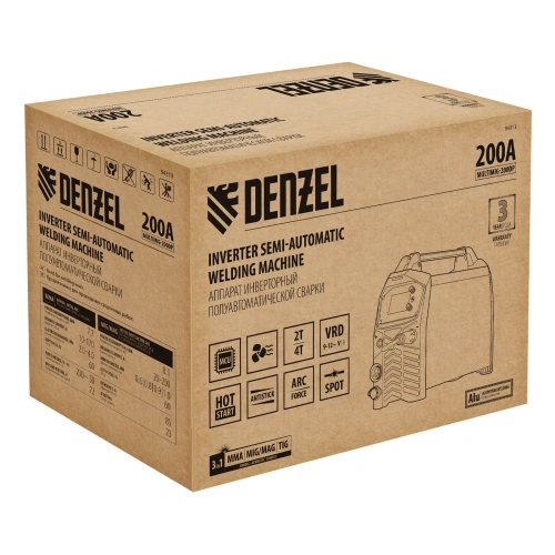 Аппарат инвертор. полуавтомат. сварки MultiMIG-200DP Synergy Double Pulse, 200 А, ПВ 80% Denzel по ценам производителя в Екатеринбурге с доставкой по всей России