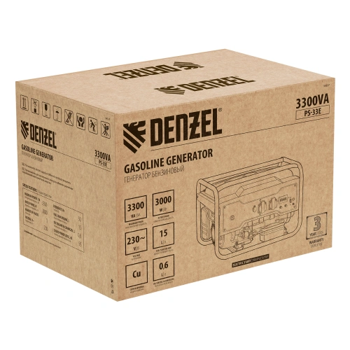 Генератор бензиновый PS-33E, 3.3 кВт, 230В, 15 л, электростартер Denzel по ценам производителя в Екатеринбурге с доставкой по всей России