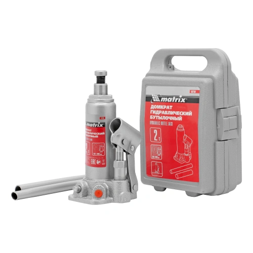 Домкрат гидравлический бутылочный, 2 т, высота подъема 181-345 мм, в пластиковый кейсе Matrix по ценам производителя в Екатеринбурге с доставкой по всей России