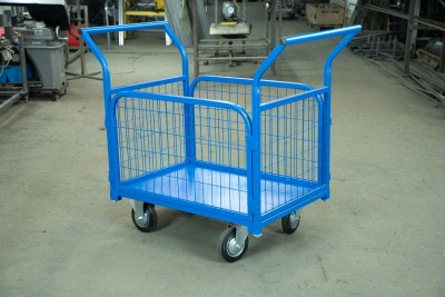 Тележка платформенная TOR ТП-2С (600х900) с бортами из сетки и двумя ручками (колеса 160 мм) купить в Москве с доставкой по всей России | ProtosMarket.ru