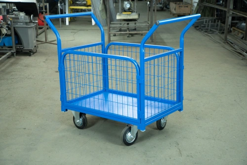 Тележка платформенная TOR ТП-2С (600х900) с бортами из сетки и двумя ручками (колеса 160 мм) по ценам производителя в Екатеринбурге с доставкой по всей России